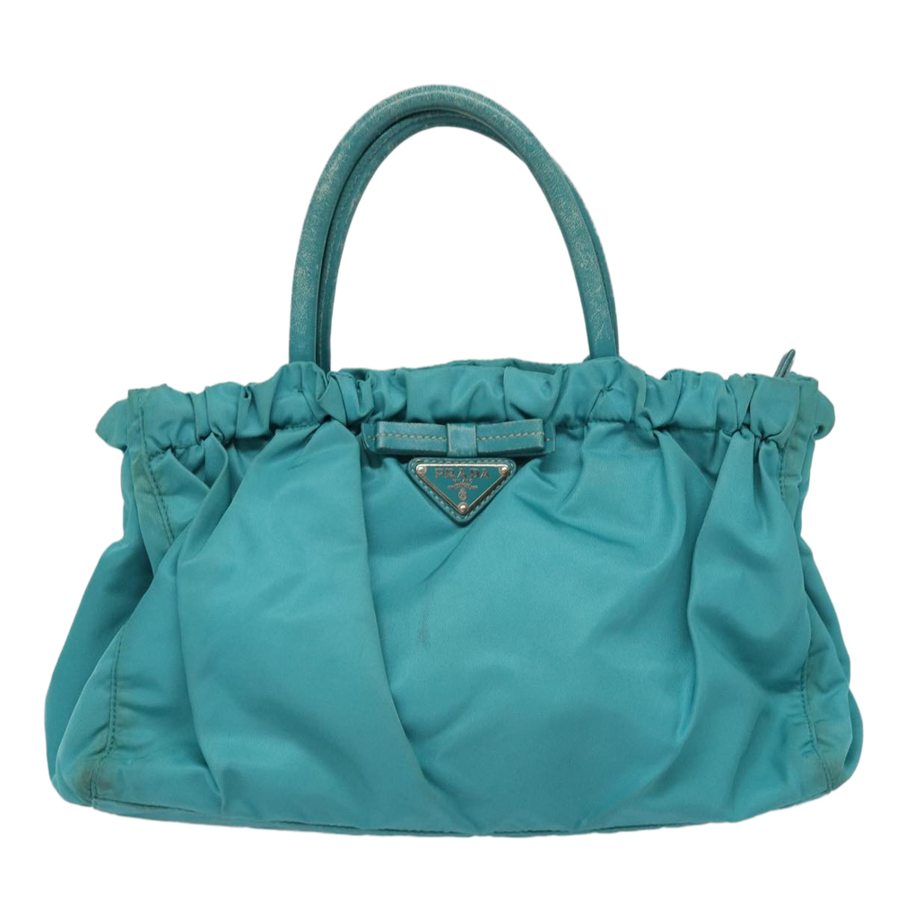 PRADA Hand Bag Nylon 2way Turquoise Blue Auth 83957 - Picture 2 of 16